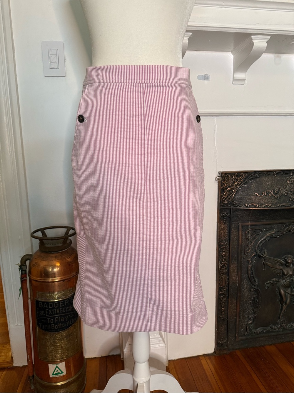 J. Crew Light Pink Seersucker Pencil Skirt